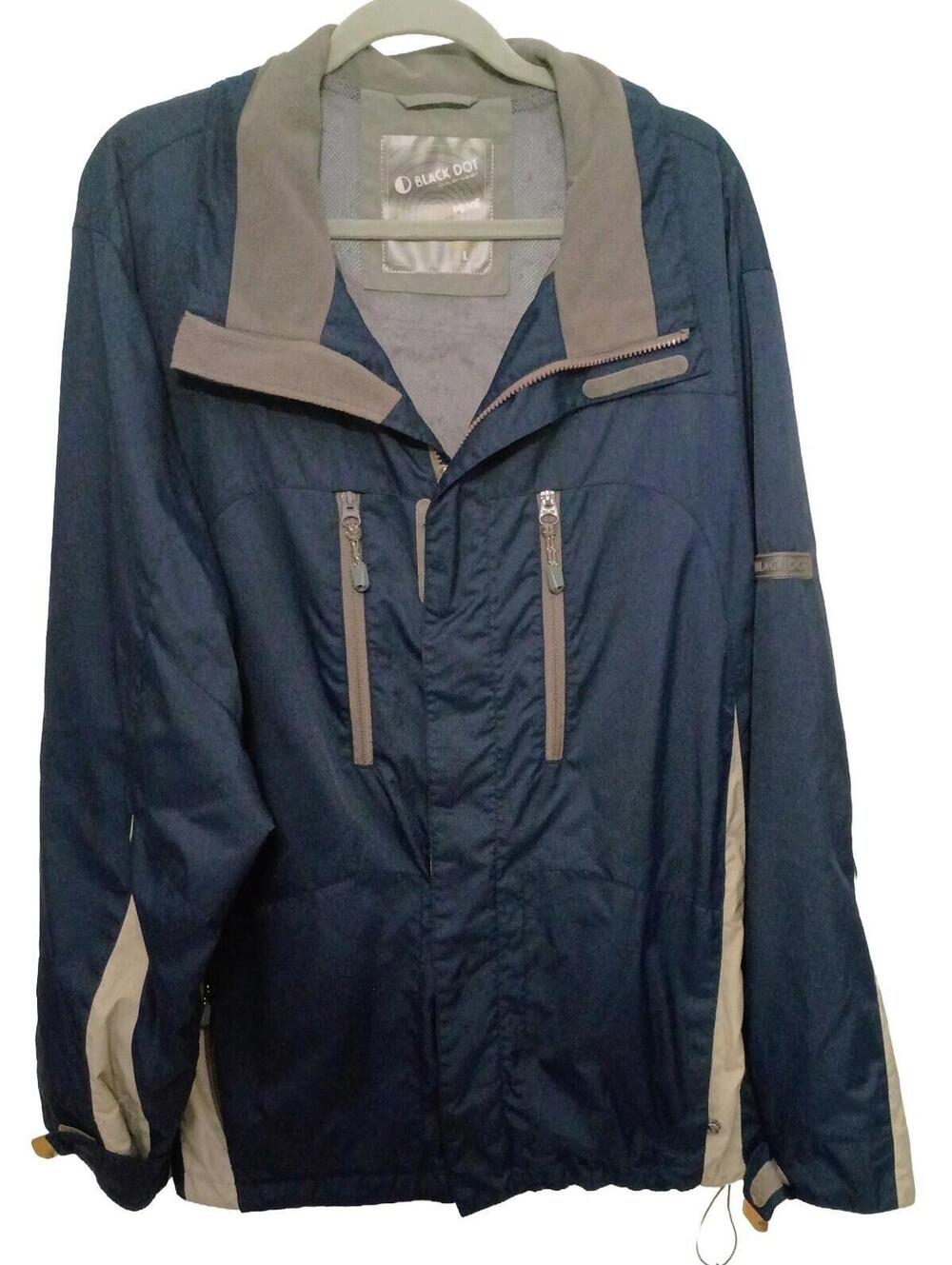 Black Dot Waterproof Blue Snowboard Ski Jacket Full Zip Zip Pockets Men's Size L